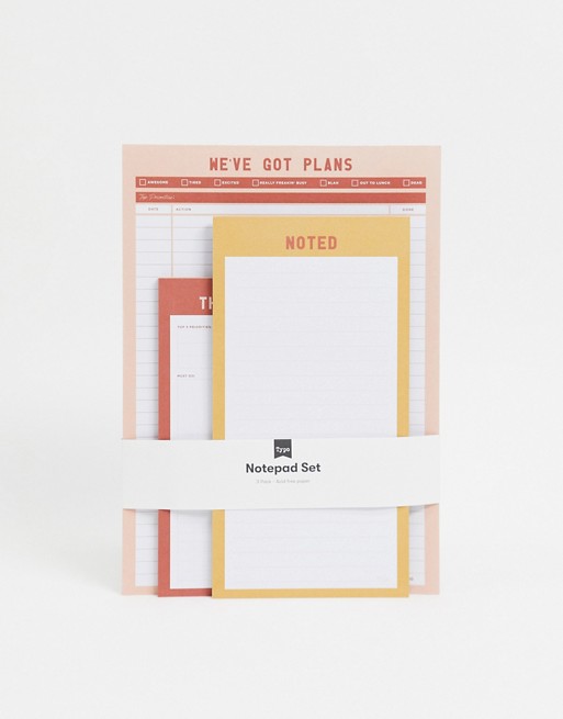 Typo notepads pack of 3