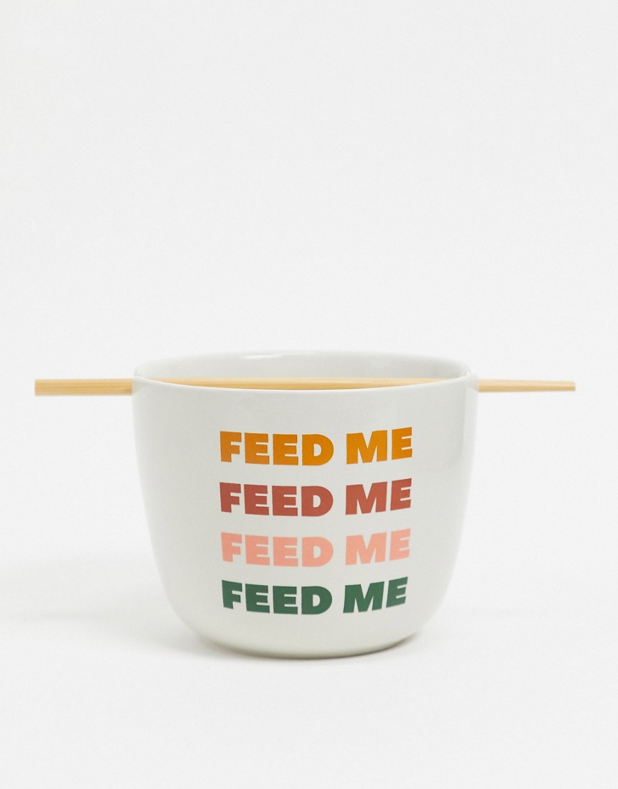 Typo novelty noodle bowl with feed me slogan-Multi