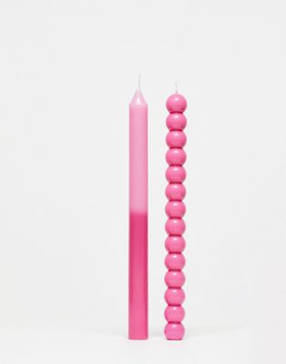 Typo pack of 2 pillar candles in pink