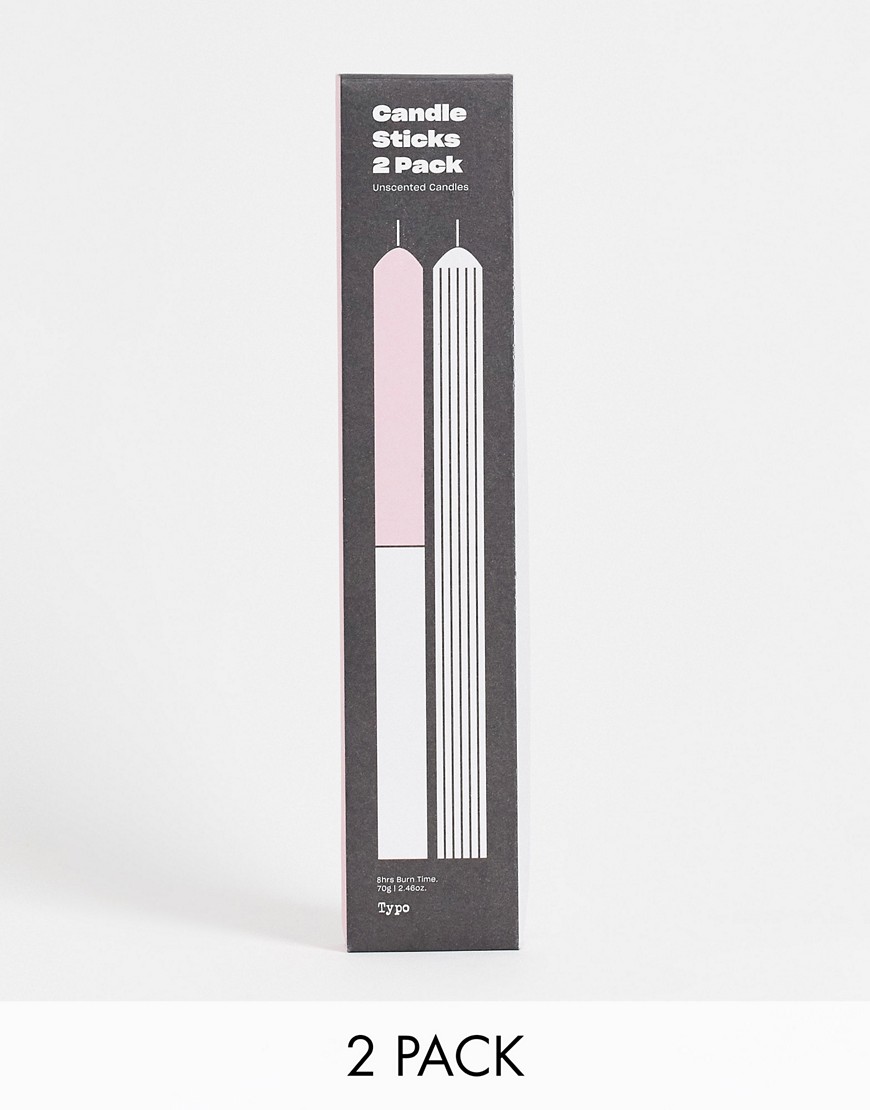 Typo Pack Of 2 Sculptural Candles In Pink