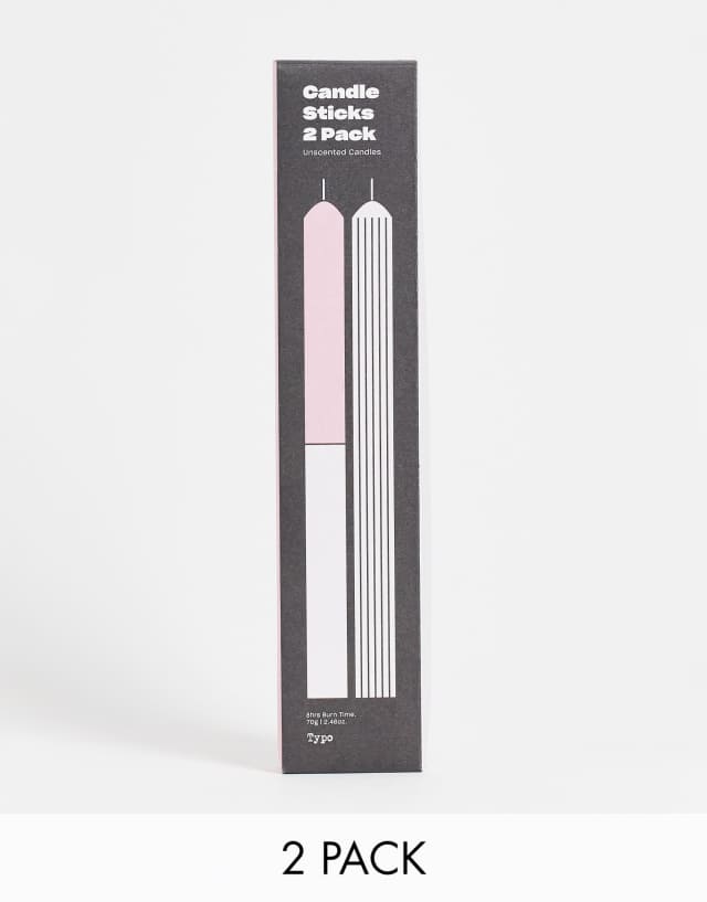 Typo pack of 2 sculptural candles in pink