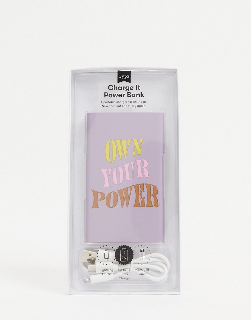Typo phone power bank with 'Own Your Power' slogan-Pink