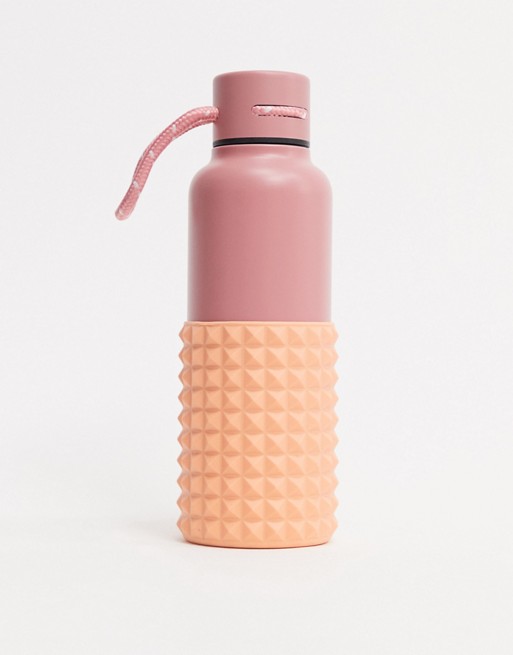 Typo pink metal 500ml water bottle with textured sleeve
