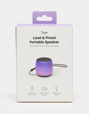 Typo portable speaker in purple oil slick