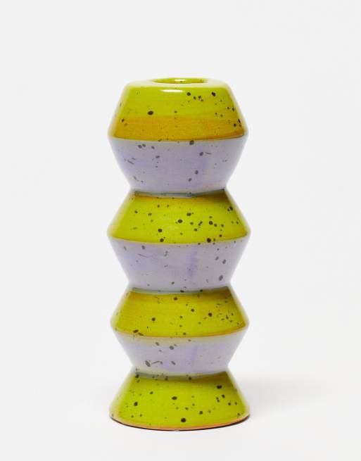 TYPO - Portacandela a colonna color lime e lilla