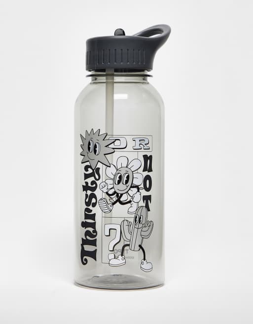 Typo – Prześwitująca butelka na wodę z napisem Thirsty or Not