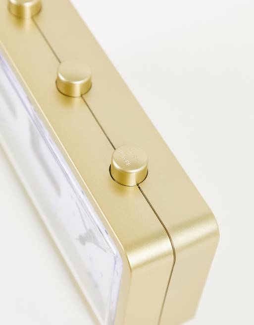 Typo retro flip clock in brushed gold | ASOS