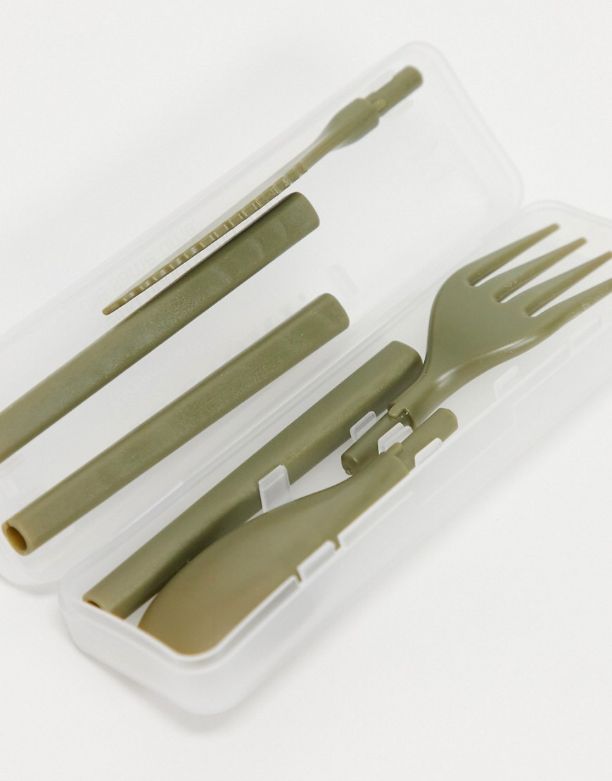 Typo reusable cutlery set with case in khaki-Green