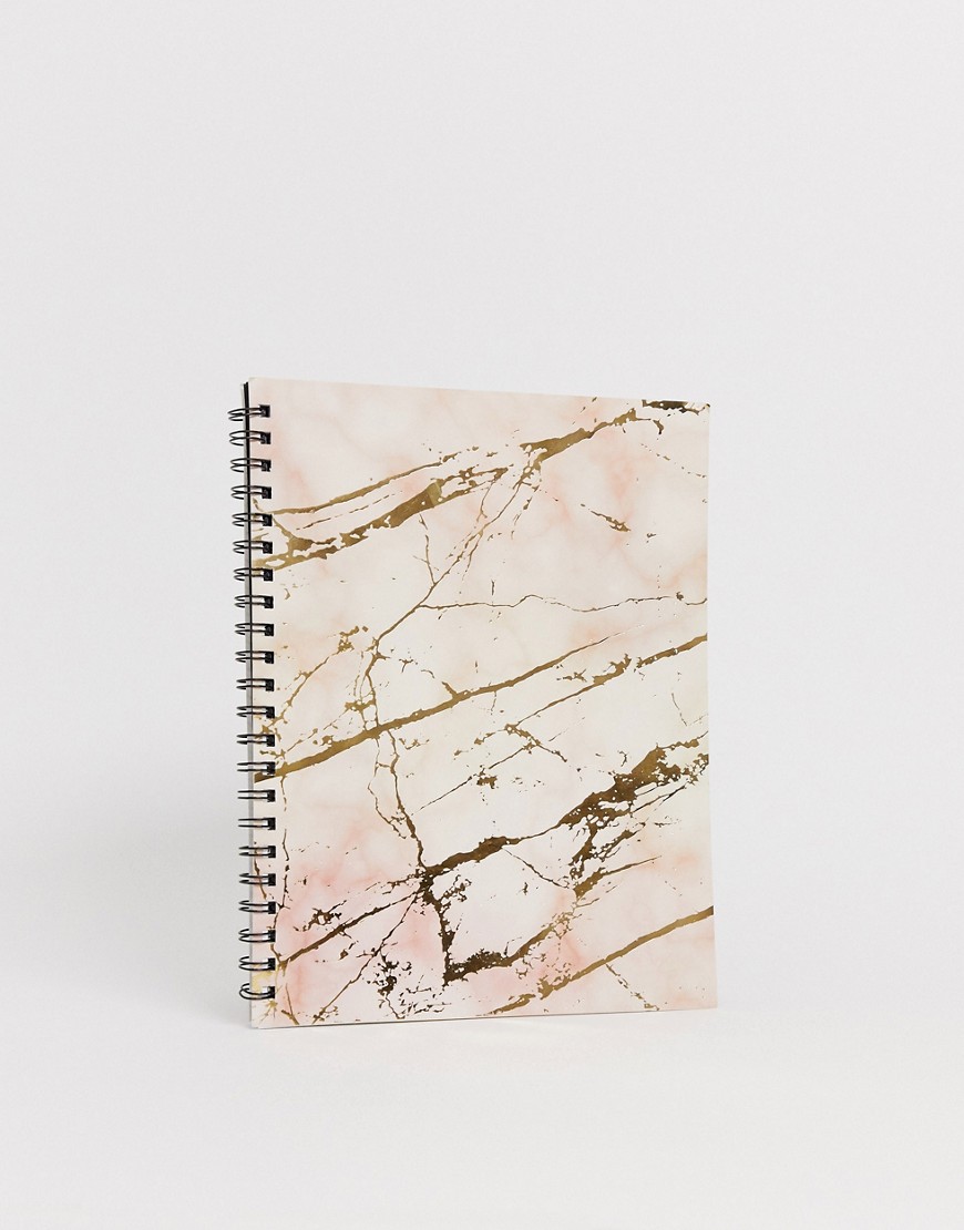 Typo – Rosa anteckningsbok i A4-format med marmormönster-Flerfärgad