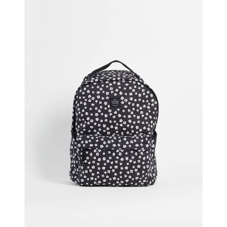 Typo Rugzak met fijne bloemenprint in zwart ASOS