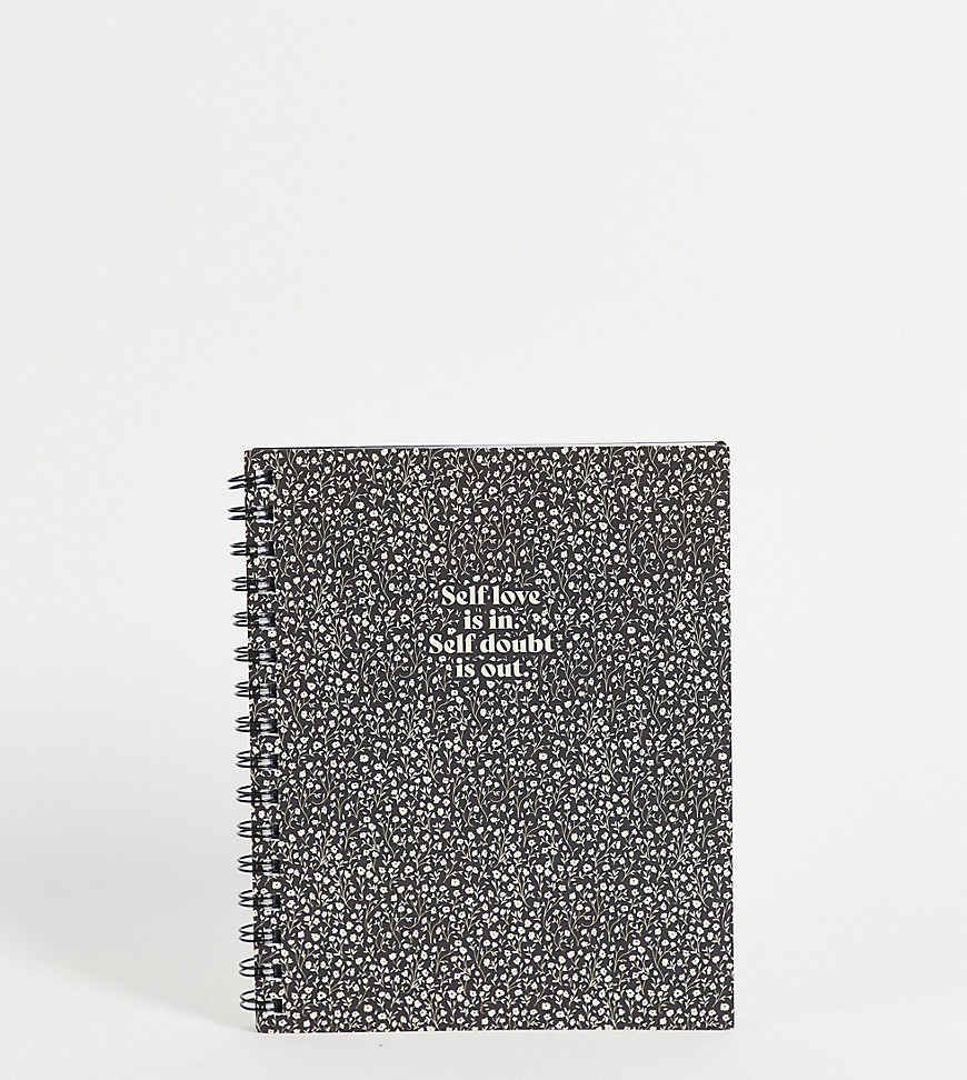 Typo self love slogan A5 notebook in black