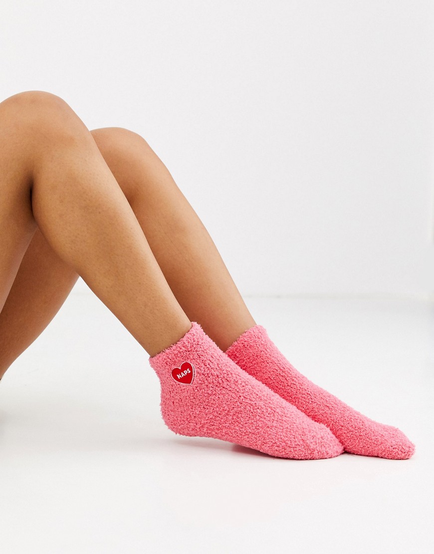 Typo slipper socks with hearts-Multi