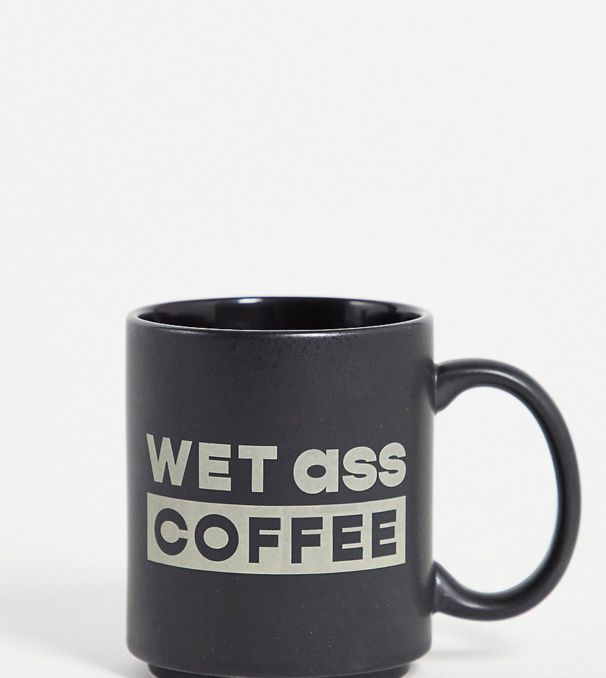 Typo slogan coffee mug in black