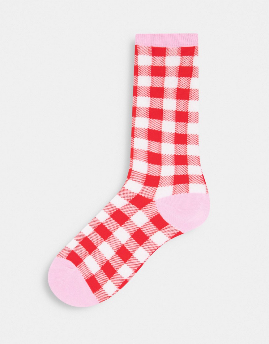 Typo socks in gingham polka dot-Multi