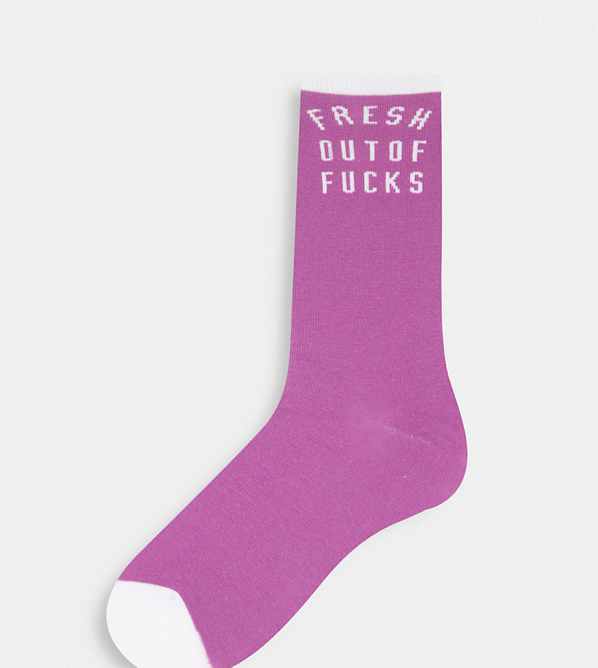 Typo socks with fresh slogan in pink