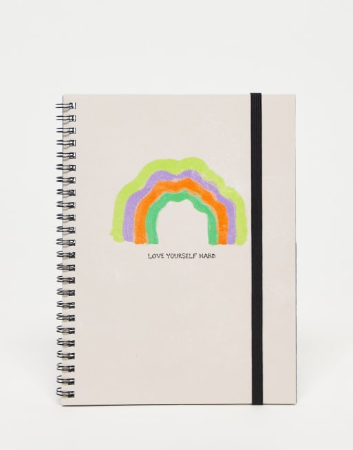 Typo – Spiralblock med 'Love Yourself'-text, A5 – MULTI