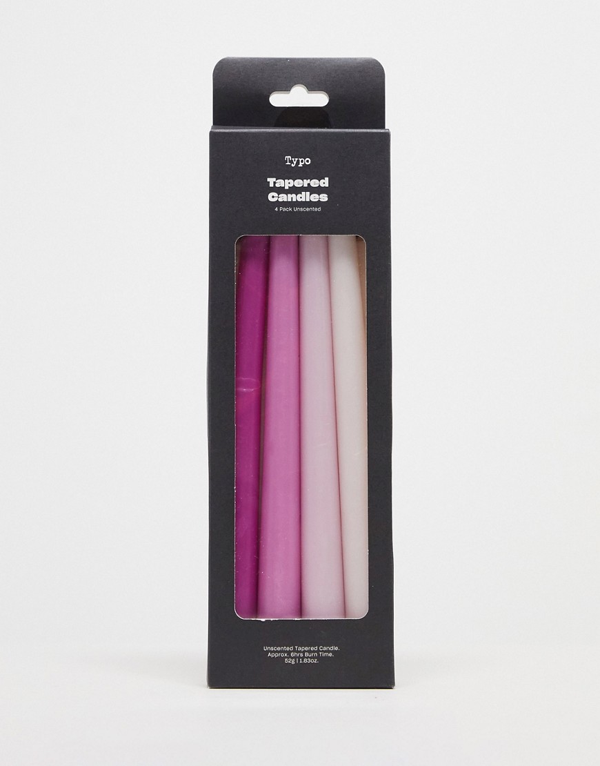 Typo Tapered Ombre Candles 4 X Pack In Fuchsia-pink