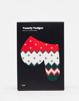 Typo toasty todger in red and green fairisle knit