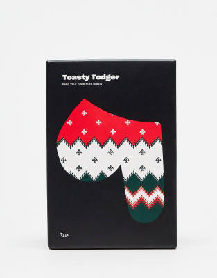 TYPO Typo toasty todger in red and green fairisle knit-Multi