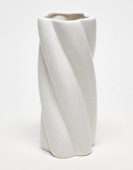 Typo - Vaso color crema puntinato con design astratto intrecciato