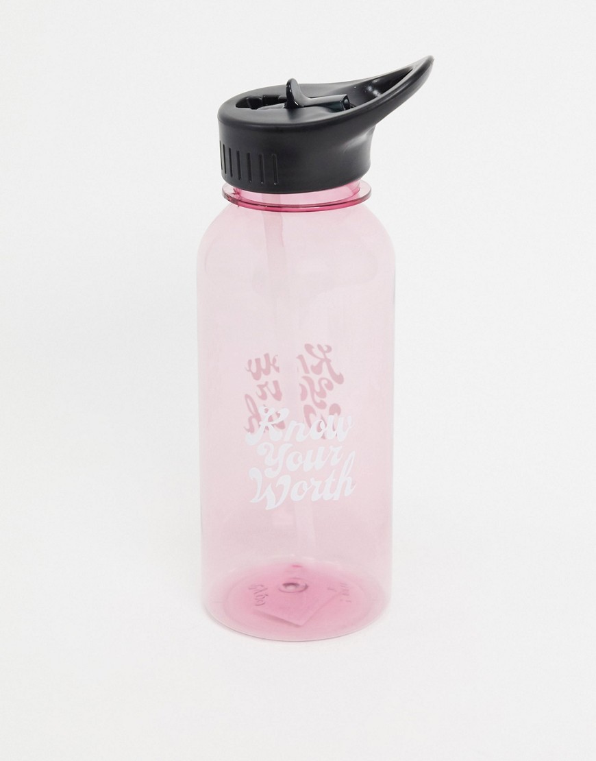 Typo – Vattenflaska med texten ”Know your worth”, 1 liter-Rosa