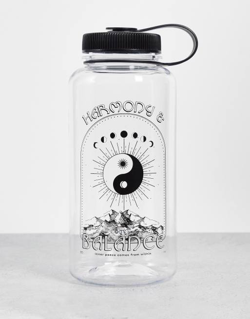 Typo – Wasserflasche mit Yin- und Yang-Design in Weiß, 1 L