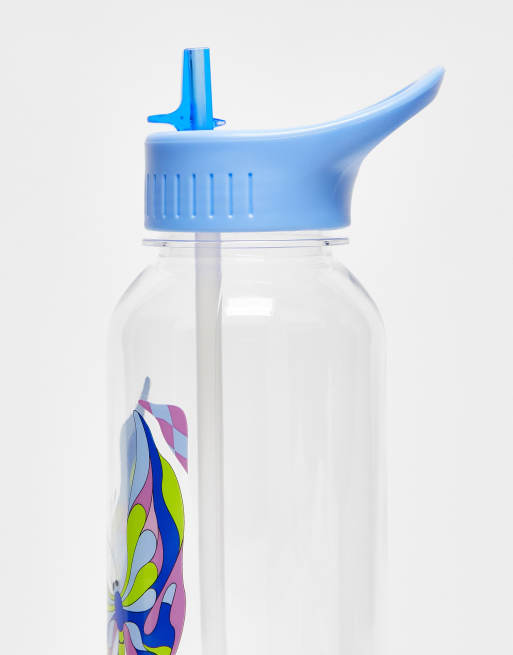 Typo water bottle in clear with butterly slogan print | ASOS