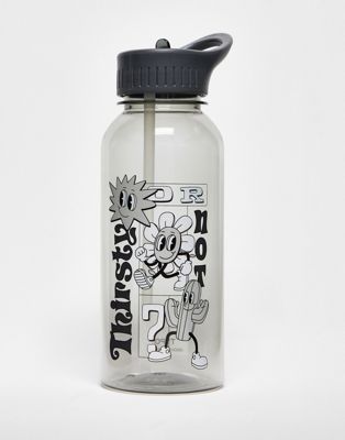 Typo water bottle in clear with thirsy or not slogan