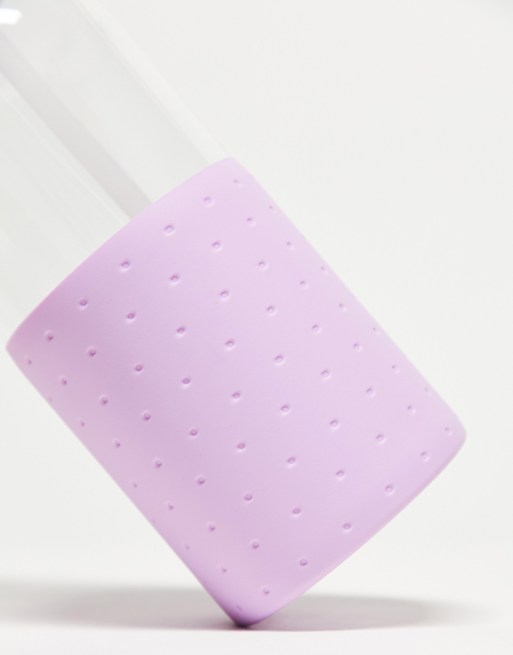 Typo water bottle in lilac polka dot