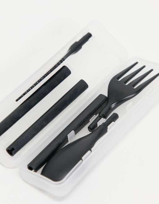 Typo – Wiederverwendbares Besteck-Set in Schwarz mit Etui