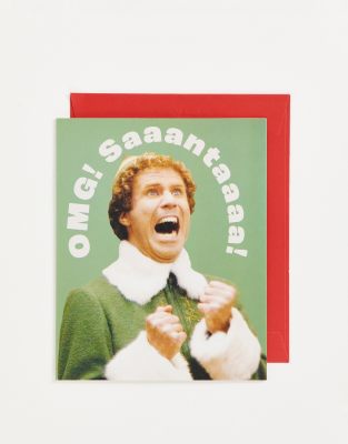 Typo x Elf Christmas card with ’OMG santa’ slogan-Multi