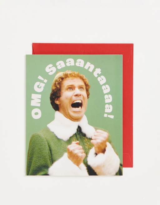 Typo x Elf - Kerstkaart met 'OMG santa' tekstprint