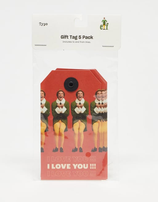 Typo x Elf – Röda julklappsetiketter, 5-pack