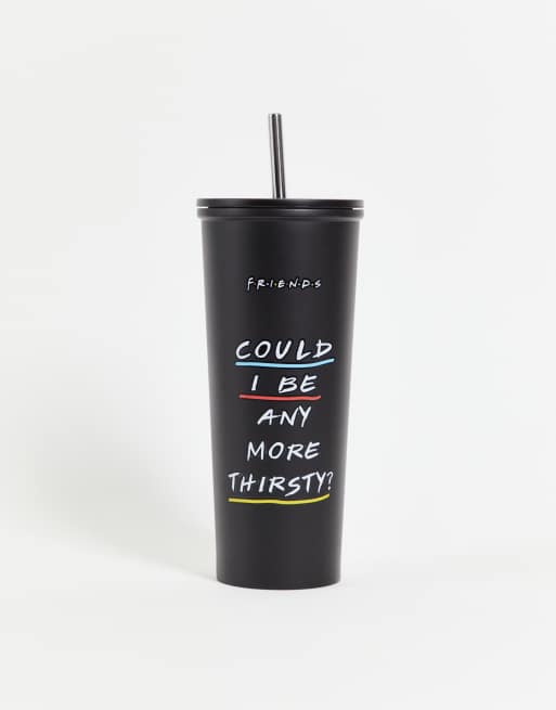 Typo x Friends – Svart mugg i metall med sugrör och texttryck