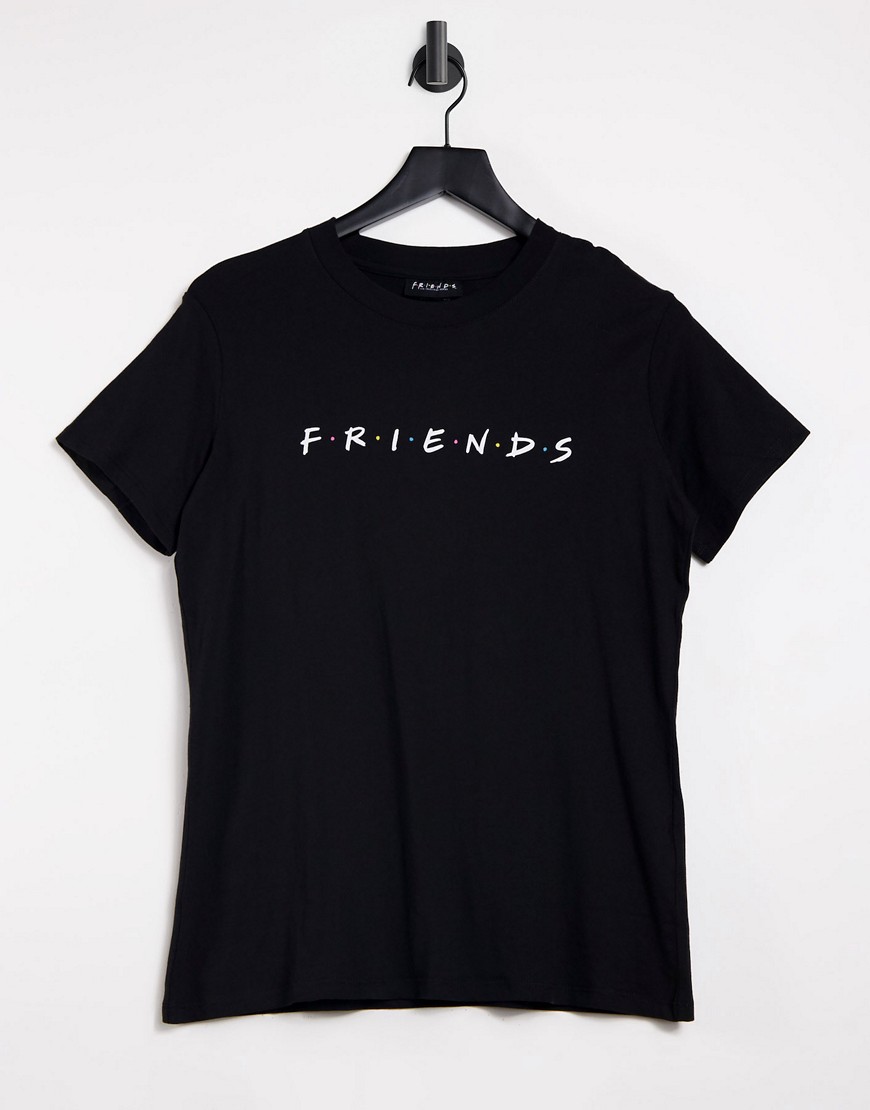 Typo x Friends – Svart t-shirt med i avslappnad passform med rund halsringning