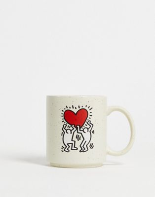 Typo x Keith Haring mug with heart in white