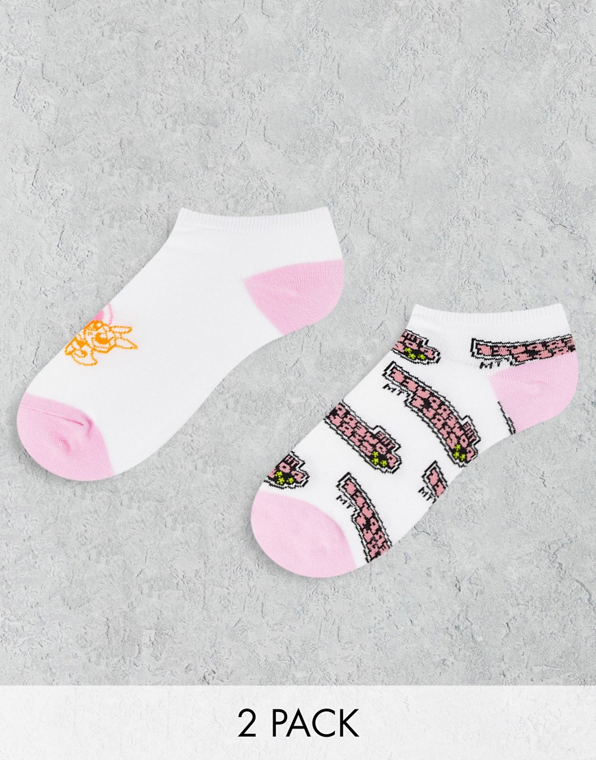 Typo X Powerpuff Girls Pack Of 2 Trainer Socks-Multi