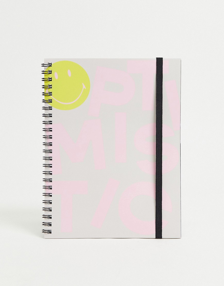 Typo x Smiley - A5-notesbog med 'Optimistic'-slogan-Multifarvet