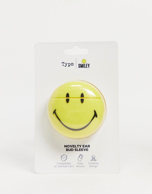 Typo x Smiley air bud case in yellow