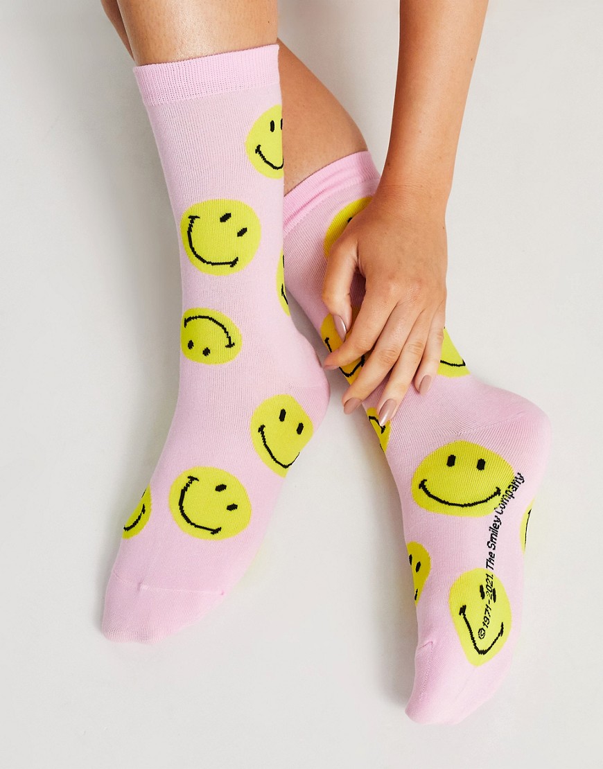 Typo x Smiley socks in pink-Multi