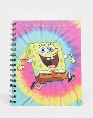 Typo x Spongebob Squarepants A5 spiral notebook in rainbow tie dye print - ASOS Price Checker