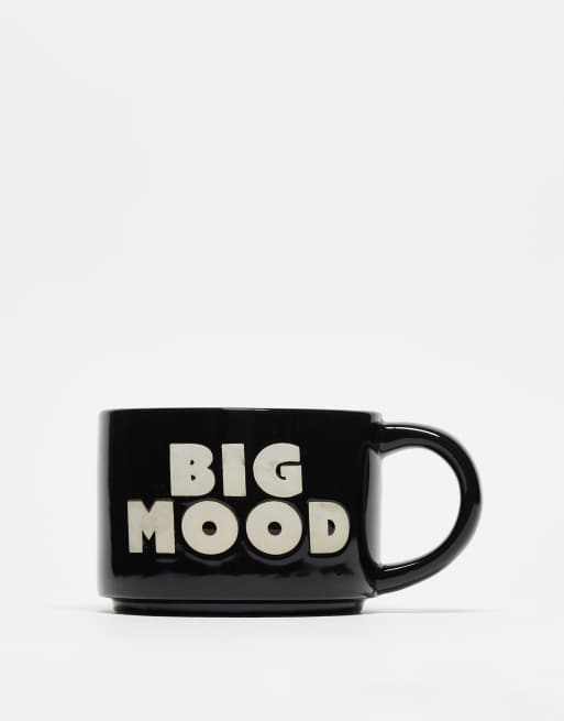 Typo XL mug with 'big mood' slogan in black ASOS