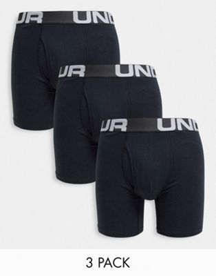Under Armour Charged cotton 6in boxers in black 3 Pack