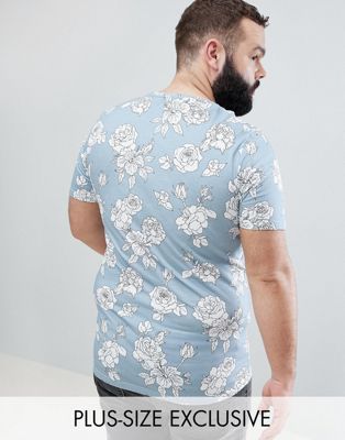 фото Удлиненная обтягивающая футболка с цветочным принтом noose & monkey-синий