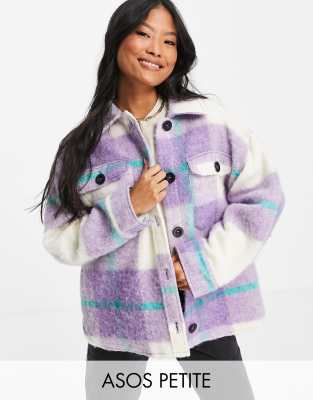 Удлиненный oversized-шакет пастельного оттенка в клетку ASOS DESIGN Petite-Фиолетовый цвет
