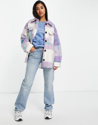 Удлиненный oversized-шакет сиреневого цвета в клетку ASOS DESIGN-Фиолетовый цвет