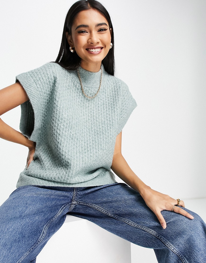Удлиненный свитер-жилет с высоким воротом -Зеленый цвет Fashion Union 103116728