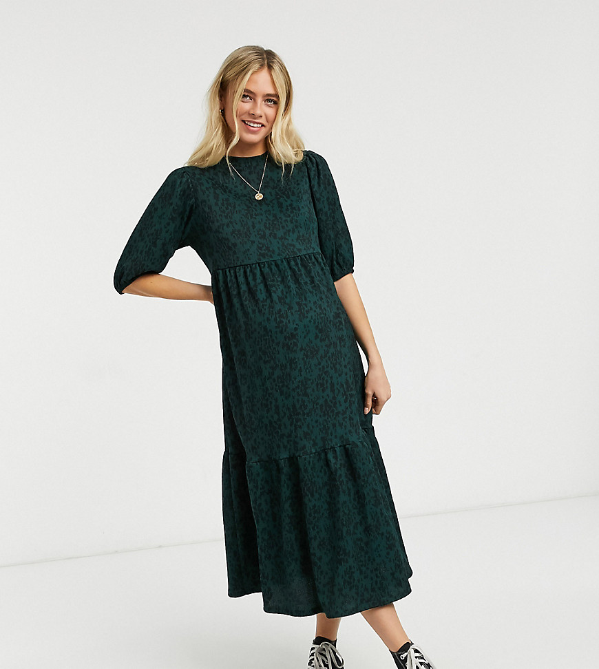 фото Удобное свободное платье миди со складками и звериным принтом new look maternity-зеленый