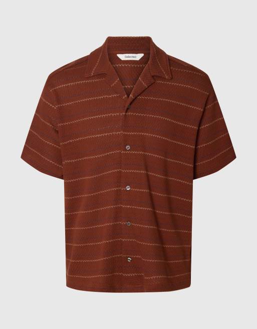 Udvalgt kortærmet skjorte i cherry mahogany, 6 af 6