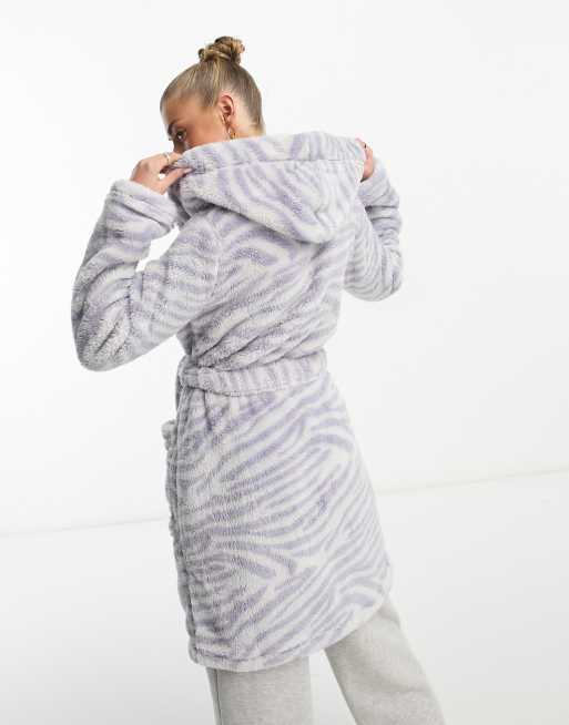 UGG Aarti cozy robe in grey zebra, 2 of 4